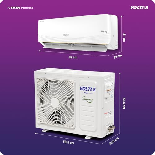 Image of Voltas 1.5 ton 3 Star, New star rated, Inverter Split AC (Copper, Convertible 6-in-1 cooling modes, Ai Enabled, 4-way Swing, Sleep Mode, Auto Clean (183INV VERTIS AI ZEST GOLD, White)