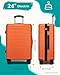 Shavont 24 Inch Medium Checked Suitcase, Lightweight ABS Luggage for Holiday, Hard Shell Travel Case with 4 Spinner Wheels, Combination Lock and Telescopic Handle (Orange)