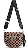 Checkered Nylon Crossbody Bag Bum Bag for Women Mom Spacious Checkered Crossbody Purses Shoulder Handbag