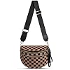 Checkered Nylon Crossbody Bag Bum Bag for Women Mom Spacious Checkered Crossbody Purses Shoulder Handbag