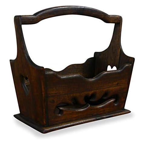Livasia Handmade Wooden Newspaper Rack with Carvings Cover
