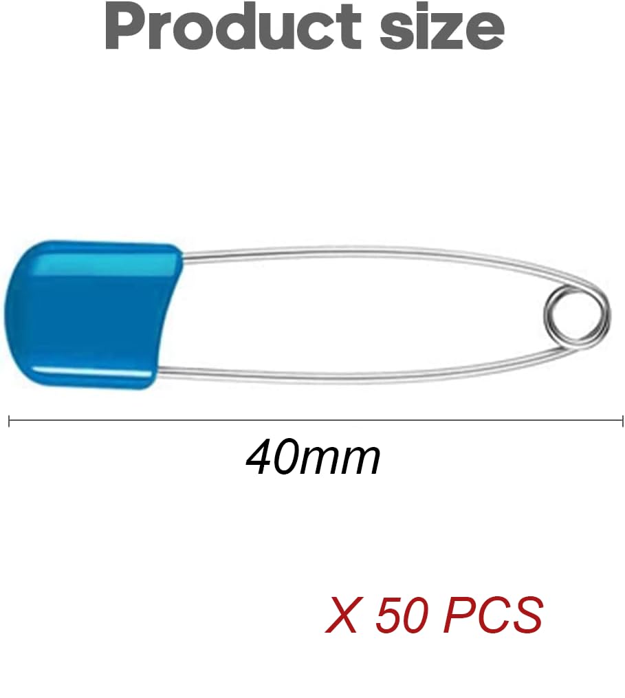 50 PCS Épingle à Nourrice, 40mm Épingle à Nourrice Sécurisée, Épingles de Sûreté, Épingle à Nourrice Sûreté, Convient pour Les Lingettes de Salive, Les Couches et Les Vêtements, Multicolore
