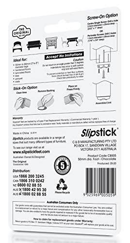 Slipstick Cb505 Furniture Feet Floor Protectors With Non Slip Rubber Grip (Set Of 4 Grippers) 2 Inch Round - Chocolate Brown #TOP29