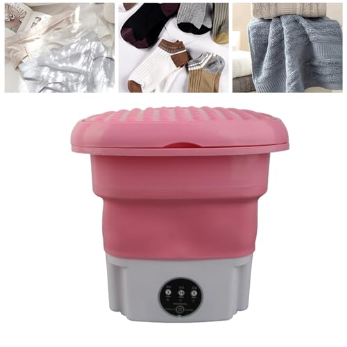 Tragbare Waschmaschine, faltbare Mini-Waschmaschine Mini-Waschmaschine für Baby-Kleidung, Unterwäsche, kleine Gegenstände, Wohnung, Wäsche, Camping, Wohnmobil, Reisen (Rosa)