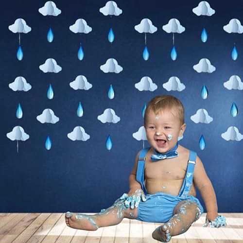 Image of Cloud Paper Frills Garland Pack of 4 - Decorative Hanging Streamers for Birthday Parties, Baby Showers & Events | Colorful Paper Ladi Series for Wall, Ceiling & Backdrop Decoration