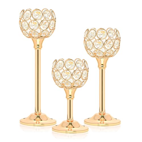 Crystal Metal Tealight Candlestick Set