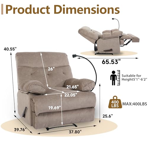 Sillón reclinable amplio terciopelo marrón miniatura 2