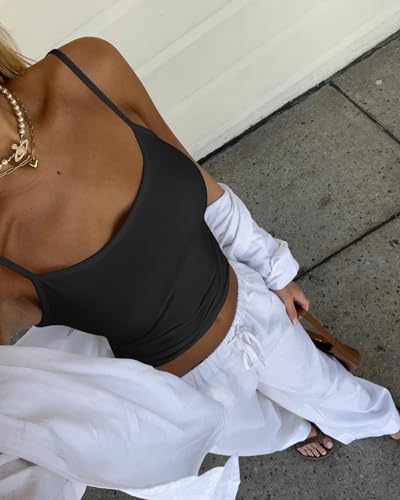 LCNBA Women's Adjustable Spaghetti Strap Top Basic Cami Sleeveless Crop Tank Top3