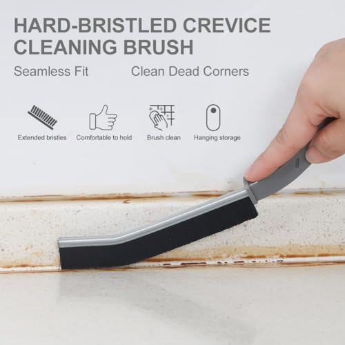 Image of Hard Bristle Crevice Cleaning Brush, Gap Cleaning Brush, Small Cleaning Brush, Grout Brush, Kitchen Brush, Bathroom Crevice Brush for Toilet, Home, Bathtub, Sink, Household, Window - 3 Pcs