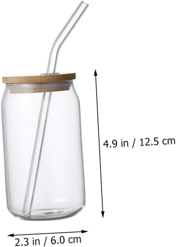 2Pcs Lid Glass Beverage Cups with Straws Portable Iced Tea Glasses for Juices Cold Drinks and Cocktails Stylish Drinking Cups for Home and Restaurant Use