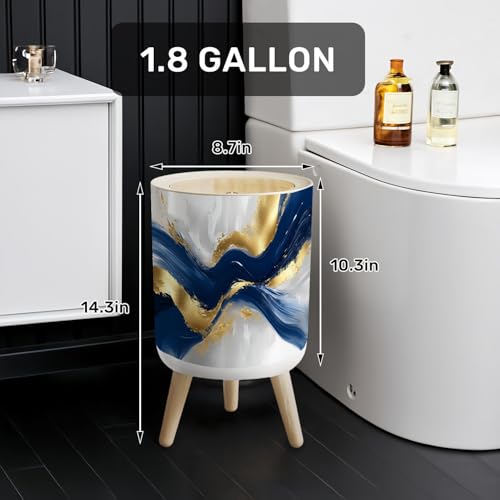 Caneca de basura plástica redonda 7L con tapa de presión miniatura 2