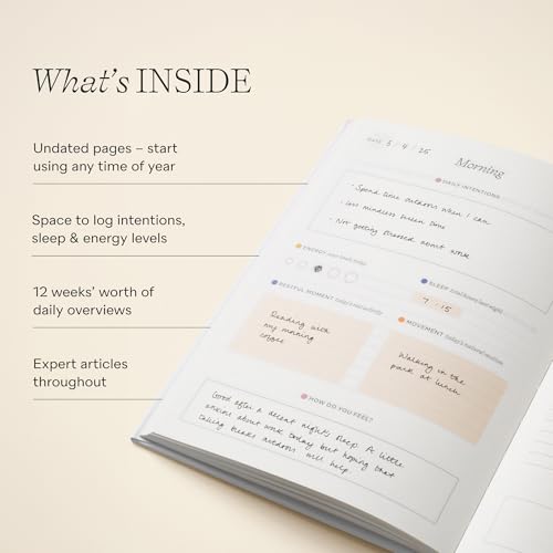 Papier Daily Wellness Journal Diary - Beige, 8.46"L x 6.02"W | Hardback Cover Wellbeing, Gratitude & Mindset Diary for Personal Growth, Mindfulness & Reflection | Track Goals, Sleep & Lifestyle Habits - Image 6