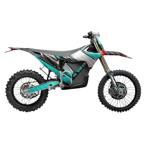 Image of Carbon Fiber Stark Varg MX 2023-2025 Graphics Kit Wrap - Grunge Stripe Cyan - Varg MX Skin - Premium 3M Vinyl Protective Wrap Decal Cover - Easy to Apply | Crafted in The USA by MightySkins