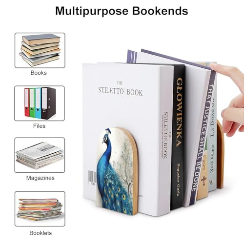 Sujetalibros de pavo real azul antideslizante para evitar caídas de libros 4