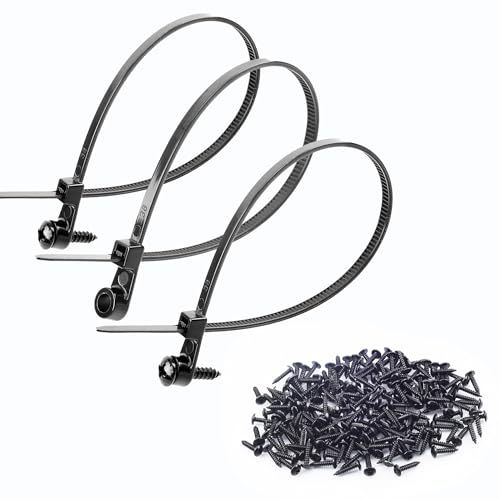 VIGORTIES 100 PCS 12 Mountable Cable Zip Ties with 100 Screws