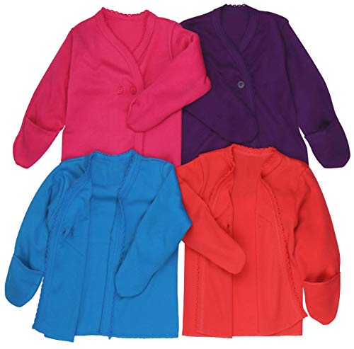 Image of ToBeInStyle Babies' 4 Pack Relaxed Fit Short or Long Sleeve Button Up Kimono Tee Swaddle Shirt