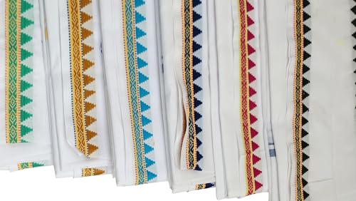 Image of Handloom Pure Cotton Traditional God Towel | Gamcha /Angocha Towel | Fast Absorbing Bath Towels for Men, Women & Kids | Perfect for Everyday Use |Pack of 8 | Size 76 x 178 cm | White