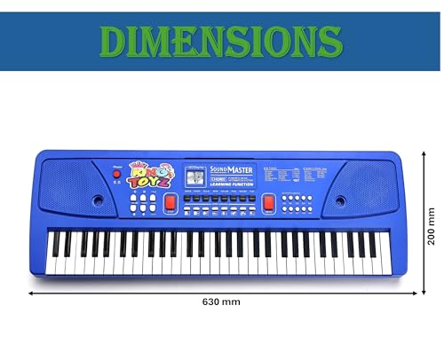 Image of Piano Keyboard with Mic | 61 Keys, 10 Rhythms, 16 Tones, 6 Demo Songs & 8 Percussions | Electronic Musical Toy for Boys & Girls | Educational & Recording Keyboard for Beginners Blue