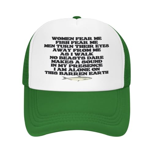 Women Fear Me Fish Fear Me Hat Men Turn Their Eyes Away from Me Cap Funny Adults Humor Gag Baseball Mesh Hat Green