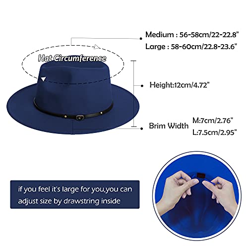 Image of jingsha Fedora Hats for Men & Women Wide Brim Fedora Felt Panama Hat Men's Dress Hats with Belt Buckle