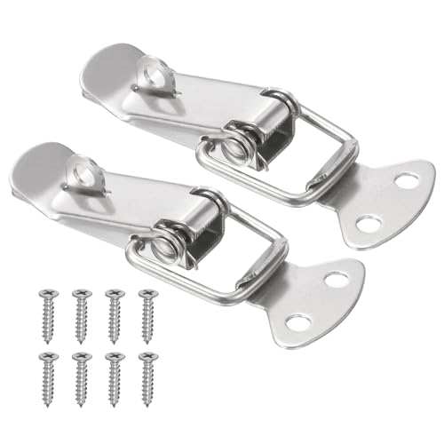 PATIKIL 2 Pcs Stainless Steel Spring Loaded Toggle Latch, 2.3" Tool Box Catch Hasp Clamp Lock with Mounting Hole and Screws for Cabinet Door Barn Wooden Case Chest