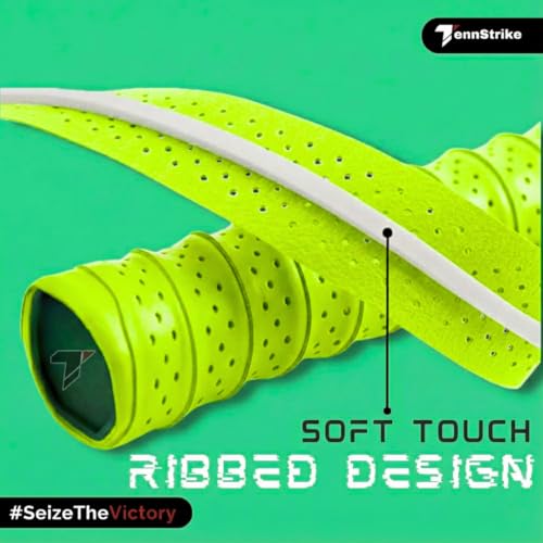 Image of Perforated Anti-Slip Racket Grip Tape - Pack of 5 (Multi-Color) | Overgrip for Tennis, Badminton, Squash & Pickleball | Sweat-Absorbent Foam Cushion Grip (Green)