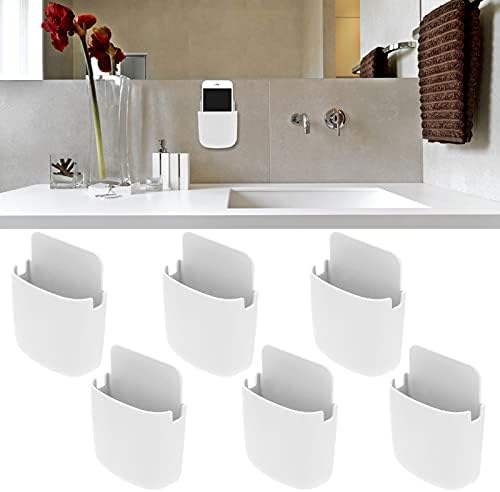 Remote Control Holder,Wall Mounted 6 Set Remote Control Holder Wall Mounted Phone Storage Box Organizer for Home Bedside School Use(White)