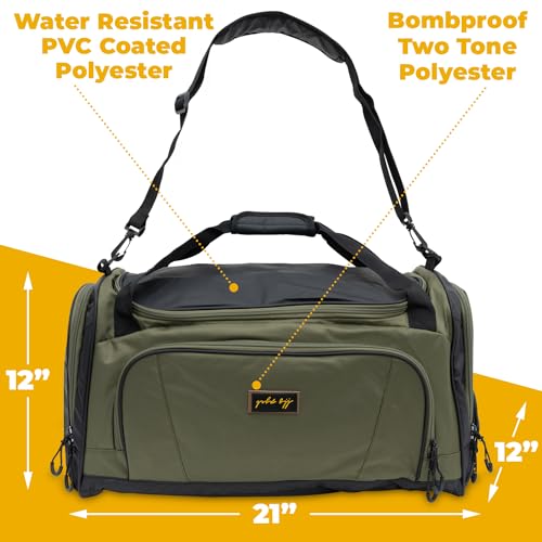 Gold BJJ Jiu Jitsu Duffle Bag - Waterproof Pocket for Sweaty Gi, Rashguard, or Shoes - The Perfect Duffel Bag for Martial Arts Gear, Boxing, MMA, and More