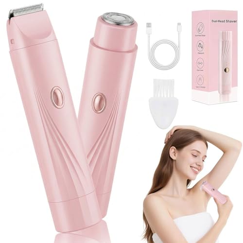 YiYunTE Depiladora 2 en 1 para Mujer - Afeitadora Facial y Corporal Húmedo/Seco, Cabezal Doble, Cortapelos Nariz, Pubis, Axilas y Cara