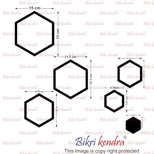 Image of Bikri Kendra - 6set Hexagon Ring Designed Silver Mirror Stickers for Wall, Acrylic Mirror Wall Decor Sticker, Acrylic Stickers, Wall Stickers for Hall Room, Bed Room, Kitchen