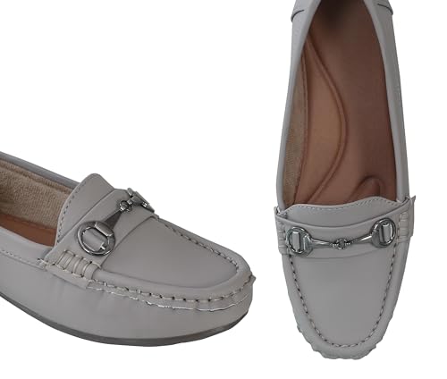 Image of Pluxh Women's Classic Ballet Flats with Metal Detail | Soft Padded Slip-On Shoes | Lightweight Comfort Footwear | Flexible Sole | Office, Casual