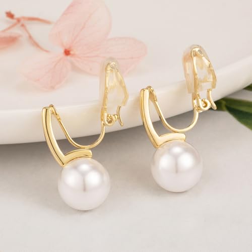 Minimalist Simulated Pearl Drop Clip On Earrings for Women Non-piercing Clip Earrings4