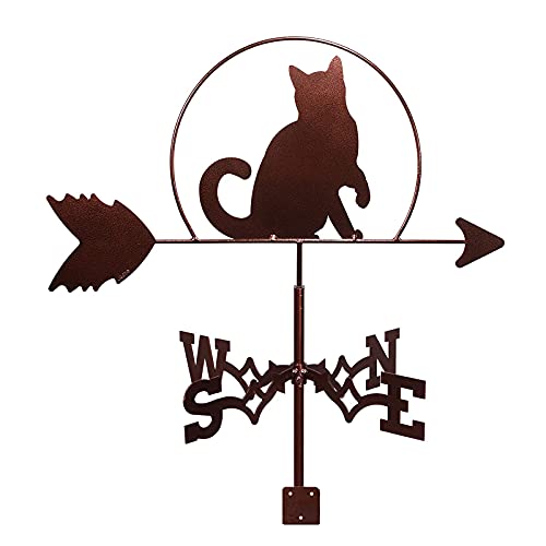 Indicateur de direction du vent girouette chat en métal pour décoration de cour