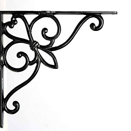 Image of Sharpex Wall Mounted Metal Bracket | Decorative Wall Hook Plant Hanger for Hanging Pots, Bird Feeders, Flower Baskets, Planters, Lanterns, Lamps, and Wind Chimes for Indoor /Outdoor Use (Black, 1 Pc)