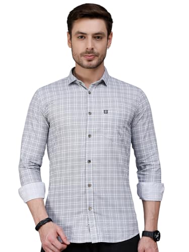 Image of Majestic Man Men Comfort Slim Fit Opaque Checked Cotton Casual Shirt