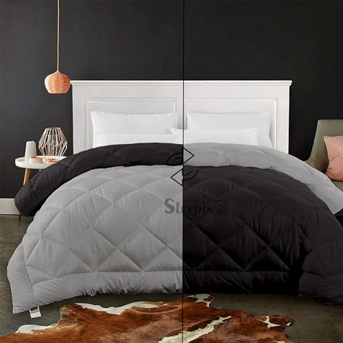 Image of 600 GSM Heavy Winter Single Bed Comforter | Microfiber, Breathable, Reversible,Soft, Lightweight & Machine Washable Comforter for Single Bed 60x90 Inch - BalckSilver