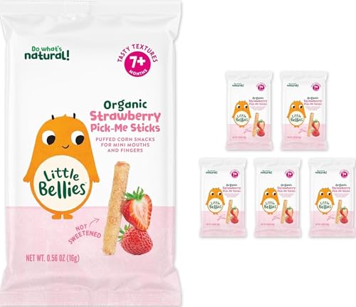 Image of Little Bellies Organic Strawberry Pick-Me Sticks Baby Snack 0.56 oz, (Pack of 40)