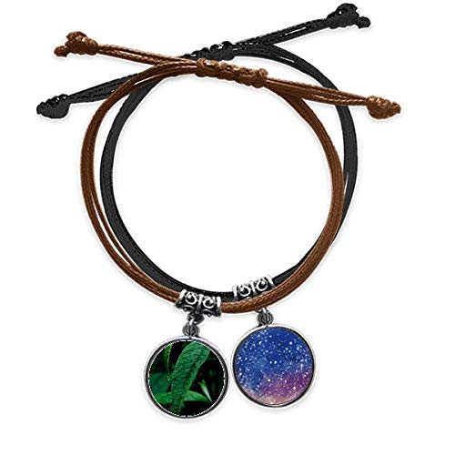 Bracelet corde main chaîne style photographie avec feuille et étoile
