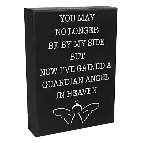 JennyGems I've Gained a Guardian Angel in Heaven Wooden Sign, In Loving Memory, Grief and Sympathy Gifts, Made in USA