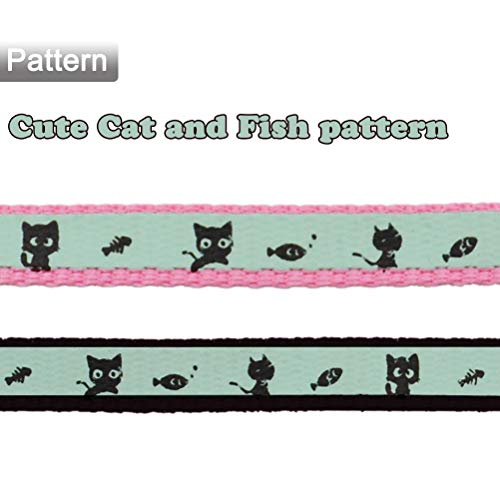 Image of 2 Pack Glow in The Dark Cat Collar with Bell Breakaway Safety Cat Puppy Collars with Pendant Black and Pink