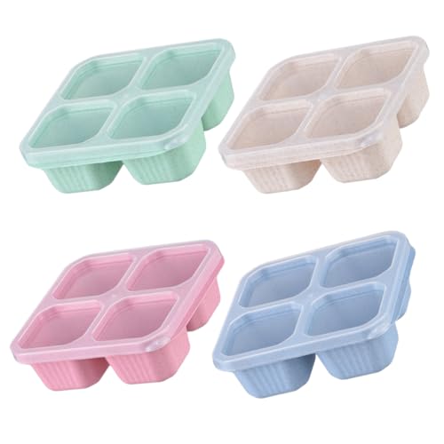 GRIRIW 4pcs 4 Compartment Food Container Snack Containers Pp 4 Compartment Snack Containers Meal Prep Containers Reusable