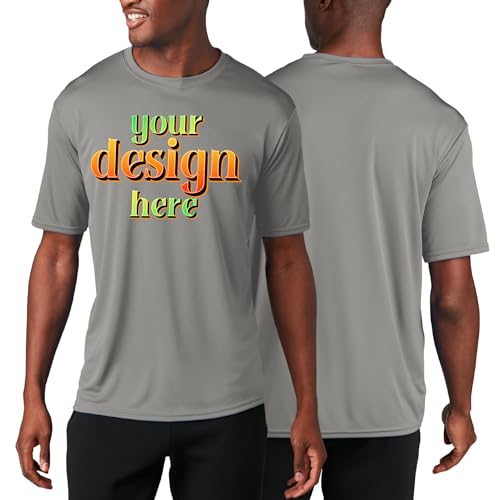 Custom Performance Tee - UPF 50 Sun Protection Dry Fit Moisture Wicking Shirt - Personalized Athletic Shirt, Custom Logo Text for Team, Workwear, Events.