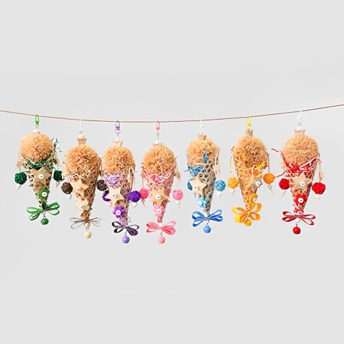 Image of Bird Toys Foraging Shredder Hanging Toys Rope Perch with Bell Parakeet Toy Parrot Swing Climbing Standing Toys Bird Cage Accessories, Blue