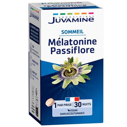JUVAMINE - Sommeil 3 Actions - 1mg De Mélatonine - Passiflore - 30 Comprimés