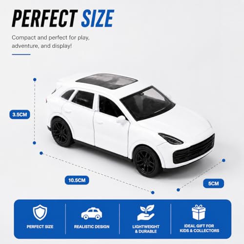 Image of Braintastic Model Diecast Car Toy Vehicle Pull Back Friction with Openable Doors Light & Music Toys for Kids Age 3+ Years (Porsche Small White)