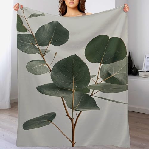 Couverture flanelle douce eucalyptus : l'élégance d'un jeté de lit chic