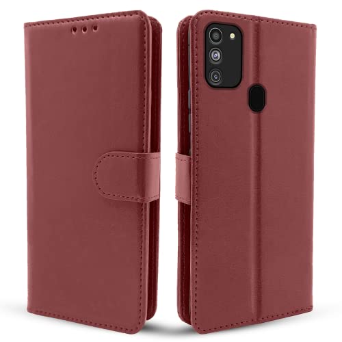 Pikkme Flip Cover for Samsung Galaxy M21 2021 / M30s / M21 (Faux Leather | Brown)- Best and cheap mobile covers in India
