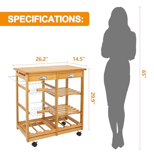 image for Nova Microdermabrasion Rolling Kitchen Island with Storage and Utility