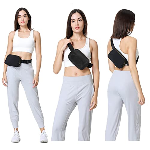 Image of VOROLO Fanny Pack For Women And Men Off White+Comb Black | Adjustable Strap Graduation Gifts Lightweight Travel Running