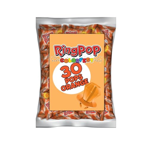 Image of Ring Pop Individually Wrapped Orange Candy 30 Count Bulk Lollipop Pack | Orange Punch Flavored Lollipop Suckers for Kids Fun Candy for Parties & Celebrations Party Favors 15 Ounces